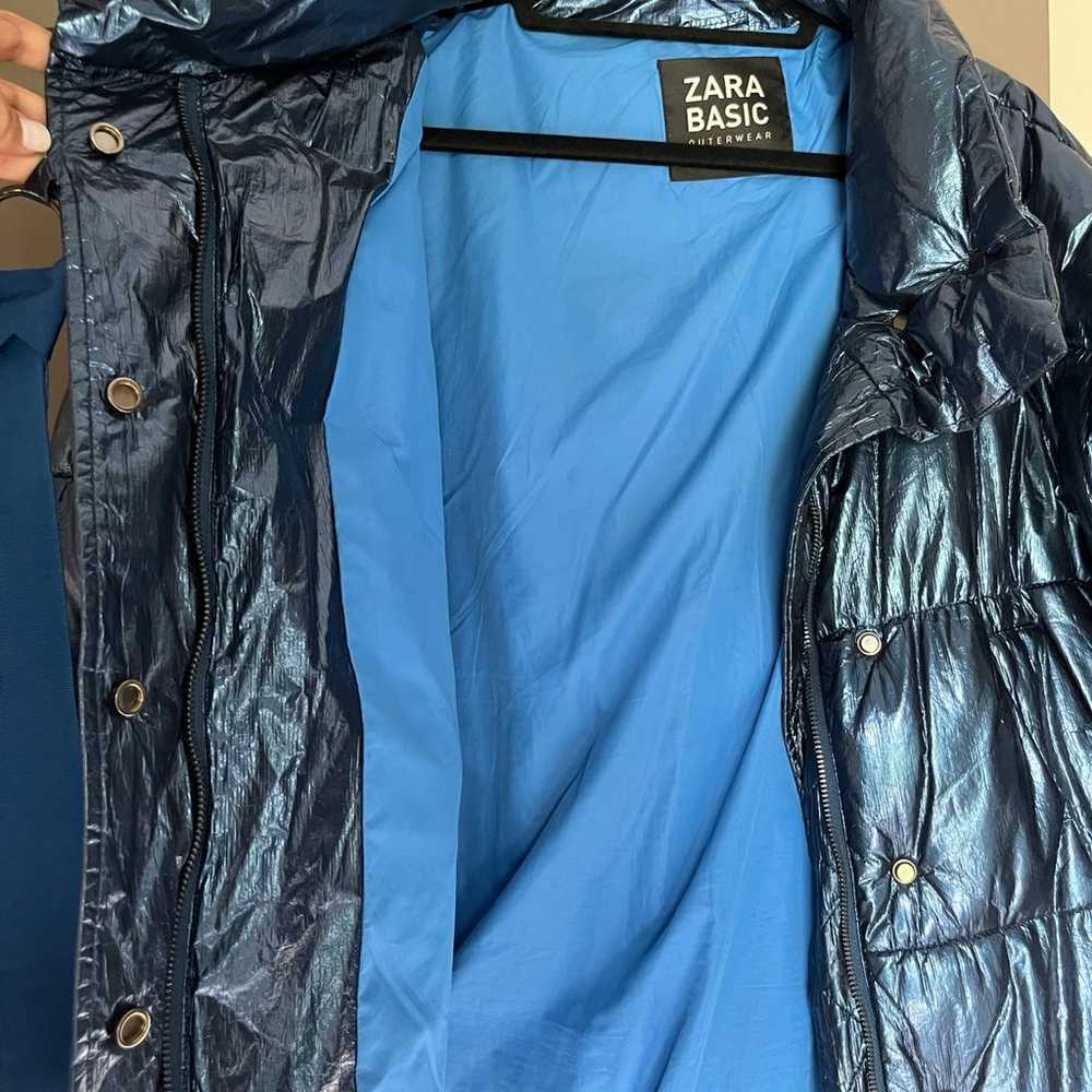 Zara Blue Metallic Puffer Jacket - image 3