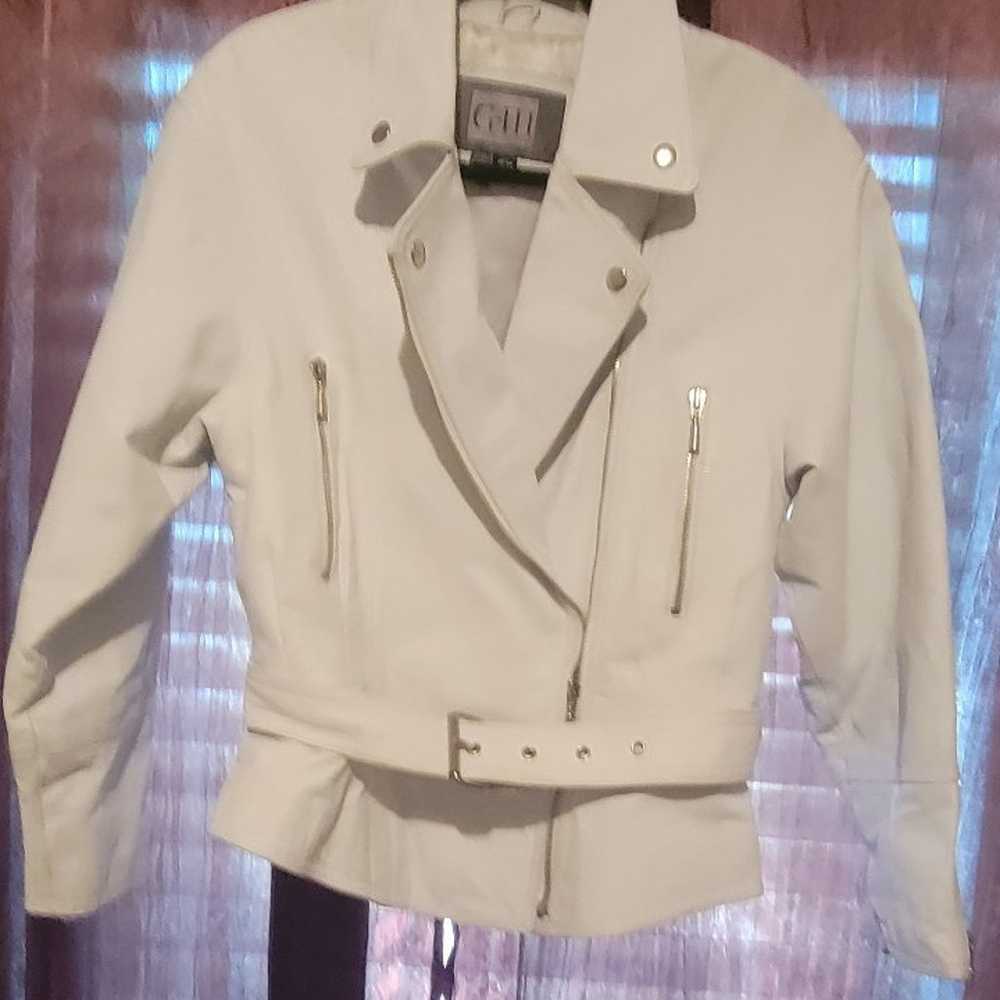 Vintage White Sport Leather Jacket - image 1