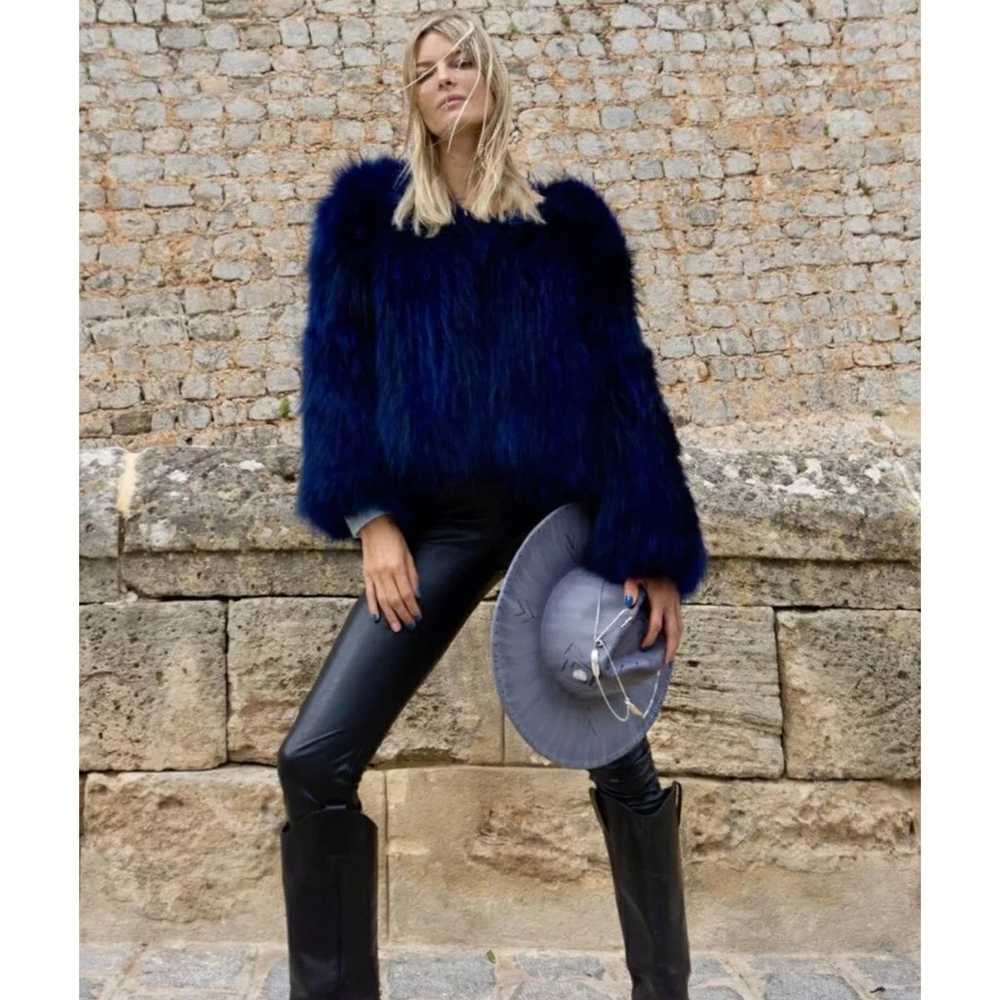 Unreal fur dream navy blue faux fur jacket size m - image 1