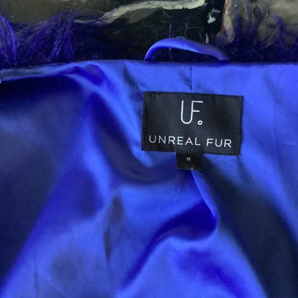 Unreal fur dream navy blue faux fur jacket size m - image 3