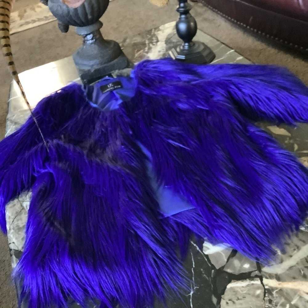 Unreal fur dream navy blue faux fur jacket size m - image 8