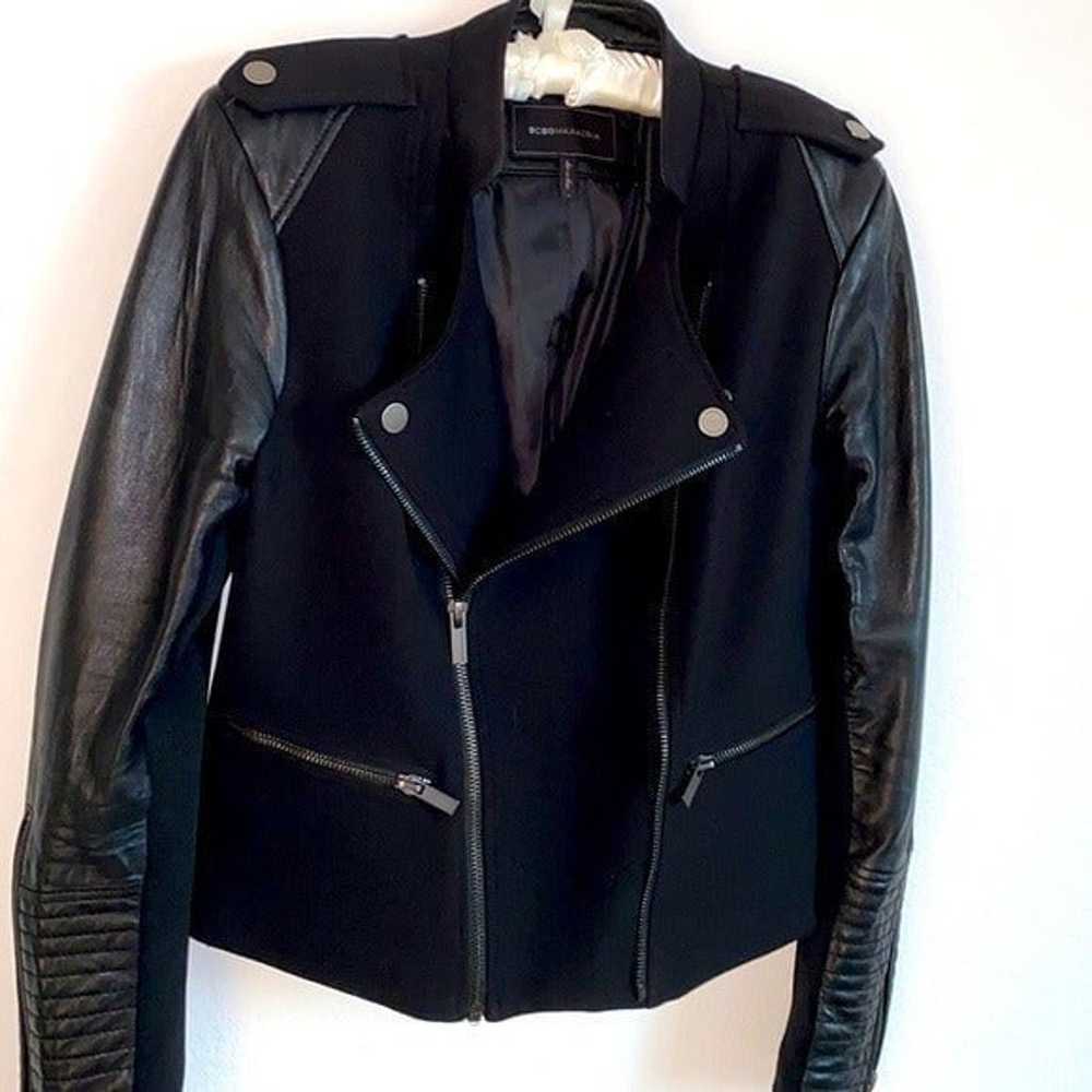 BCBGMaxAzria Black Ava Leather Moto Jacket Large - image 6