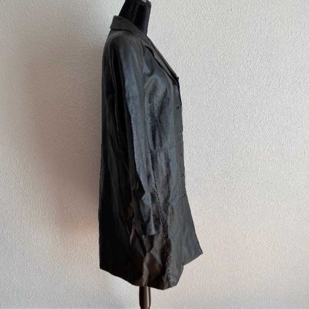 Clio Vintage Women's Black Leather Trench Coat - image 3