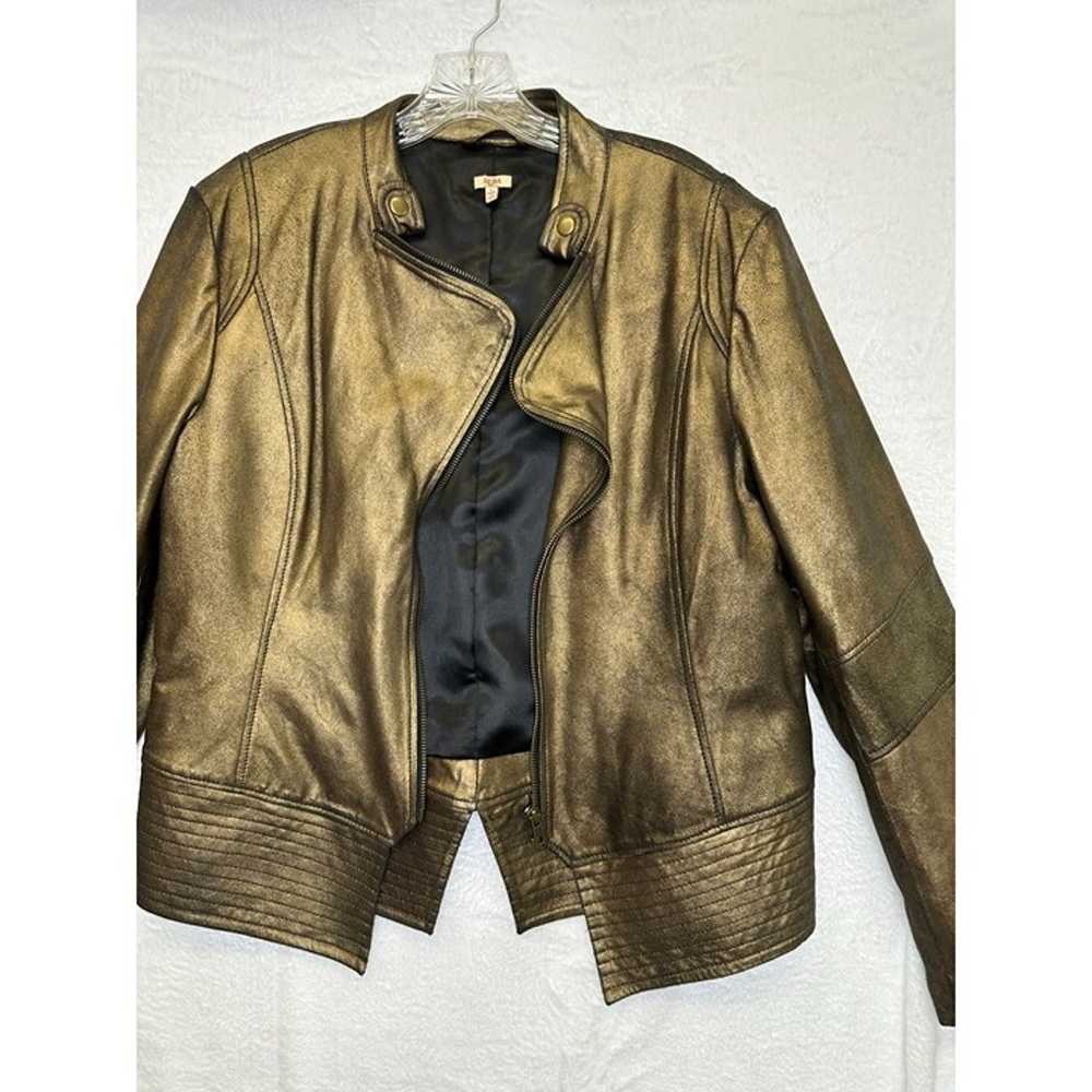 Reba Western Metallic Gold Goat Leather Jacket - image 3