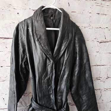 Vintage Italian Black Leather Jacket Leather Robe 