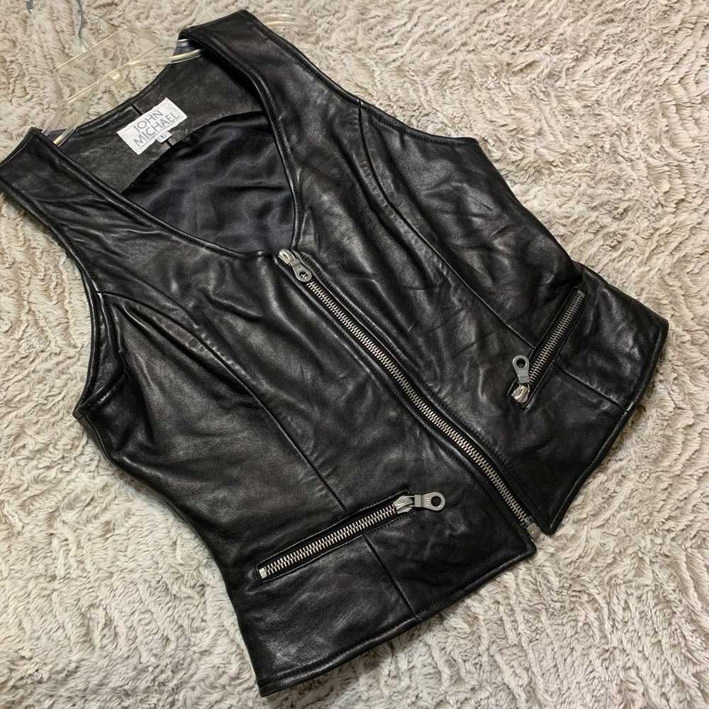 Vintage John Michael Black Leather Vest - image 4