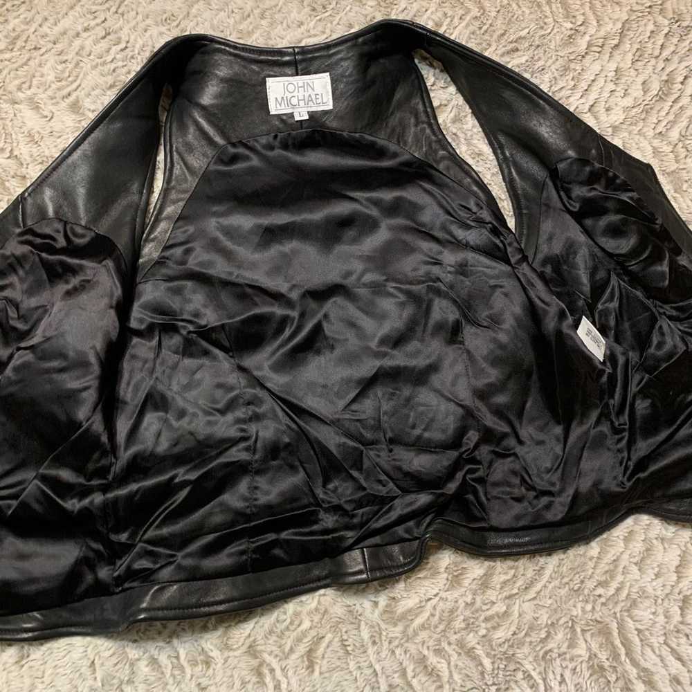 Vintage John Michael Black Leather Vest - image 6