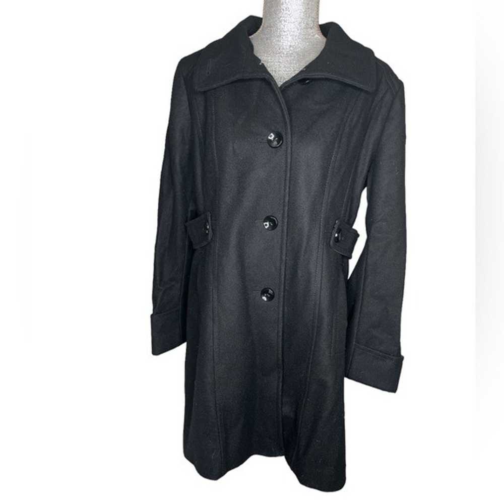 Kenneth Cole Black Wool Dress Coat Size Large - image 1