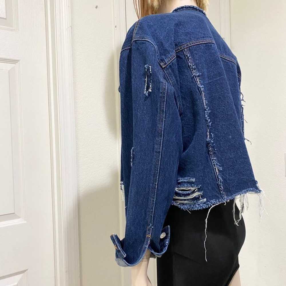 Custom Distressed Oversized Jean Jacket - image 3