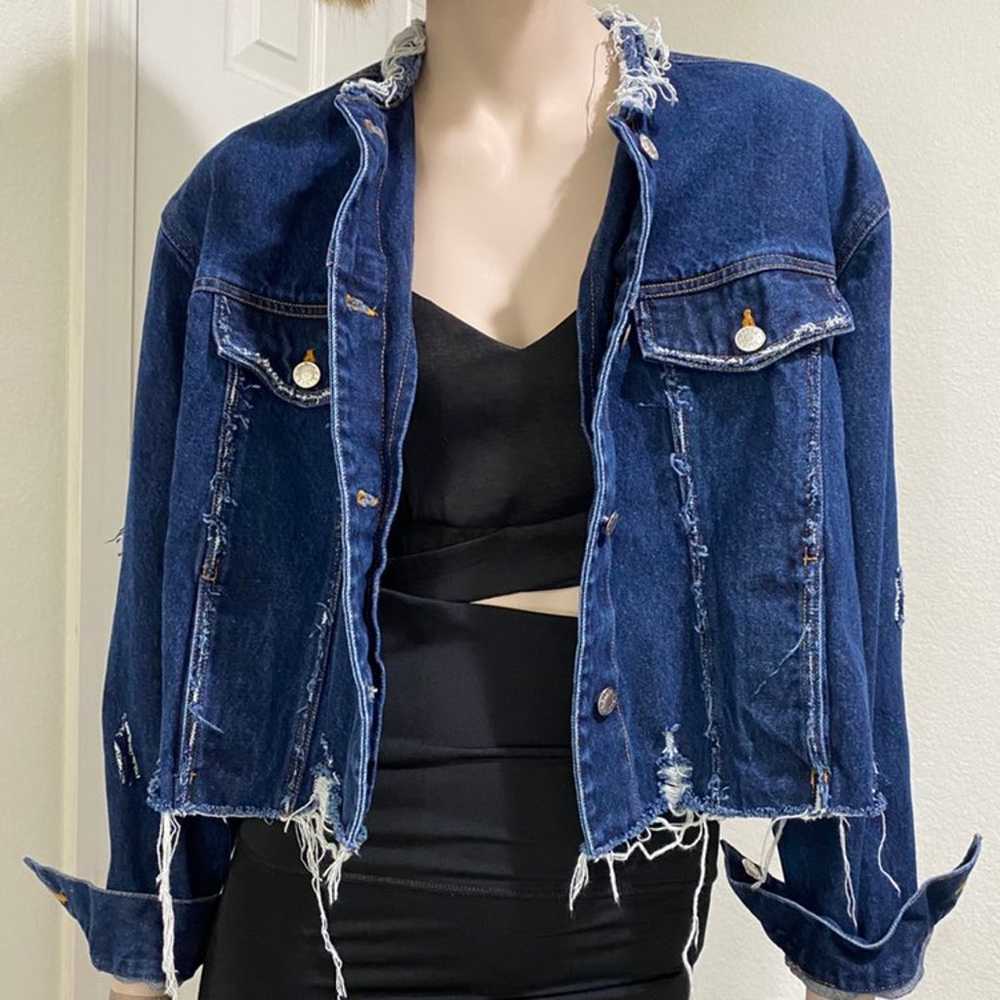 Custom Distressed Oversized Jean Jacket - image 4