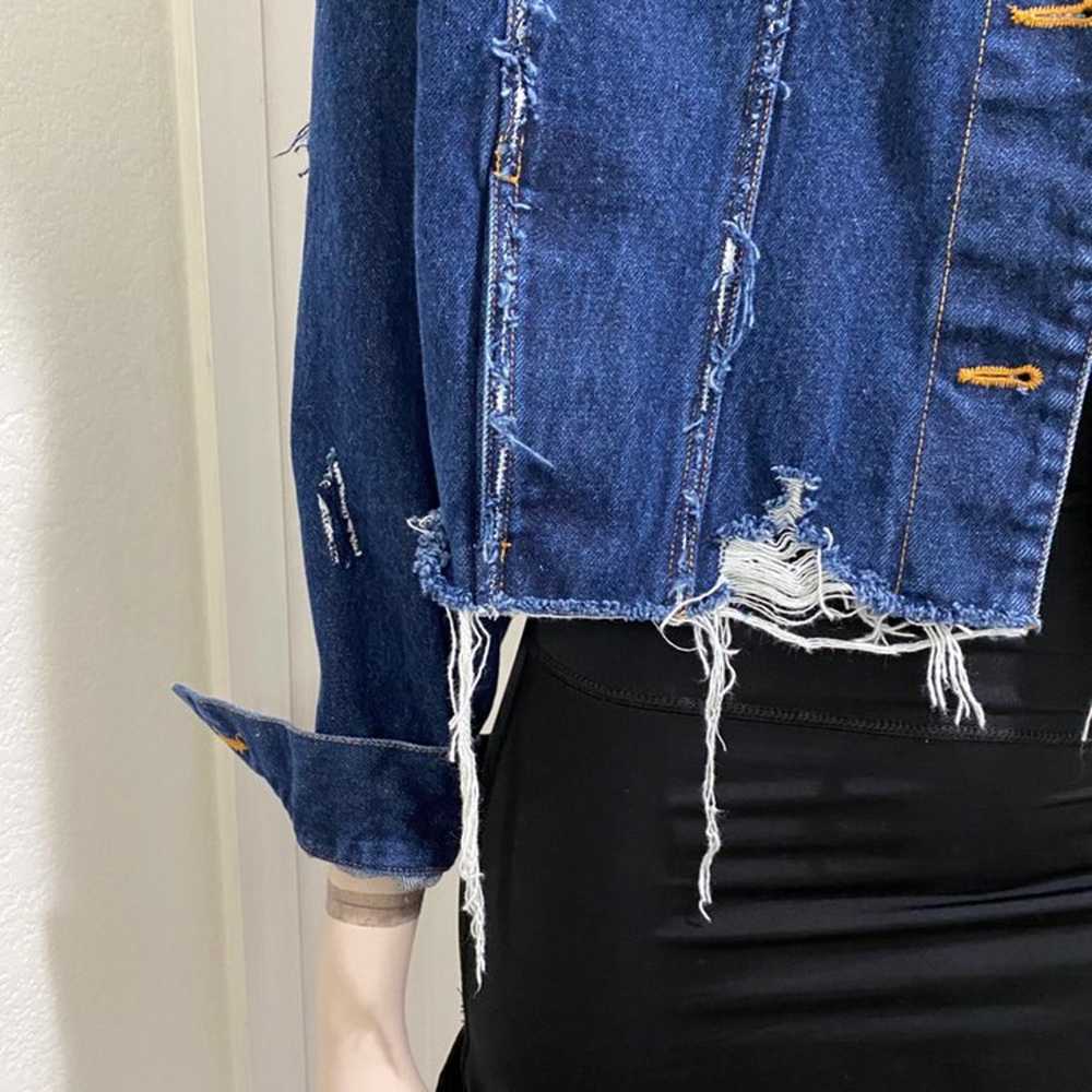 Custom Distressed Oversized Jean Jacket - image 6