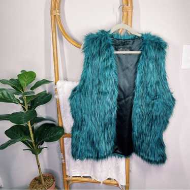 Donna Salyers Fabulous Furs Blue Faux Fur Vest sz… - image 1