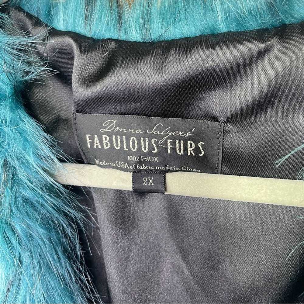 Donna Salyers Fabulous Furs Blue Faux Fur Vest sz… - image 5