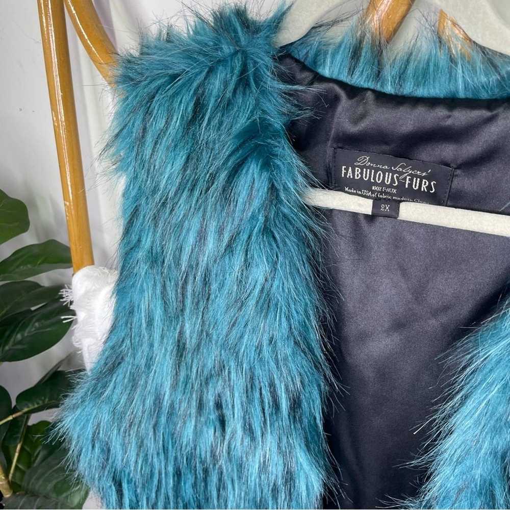 Donna Salyers Fabulous Furs Blue Faux Fur Vest sz… - image 8