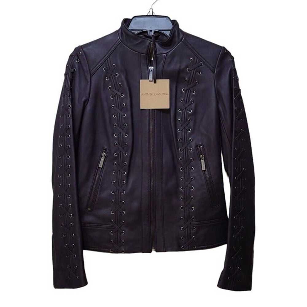 NEW Michael Kors Women's Leather Lace Up Jacket M… - image 1