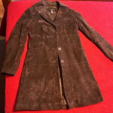 NY And Co fitted slimming Leather Suede  3/4 coat