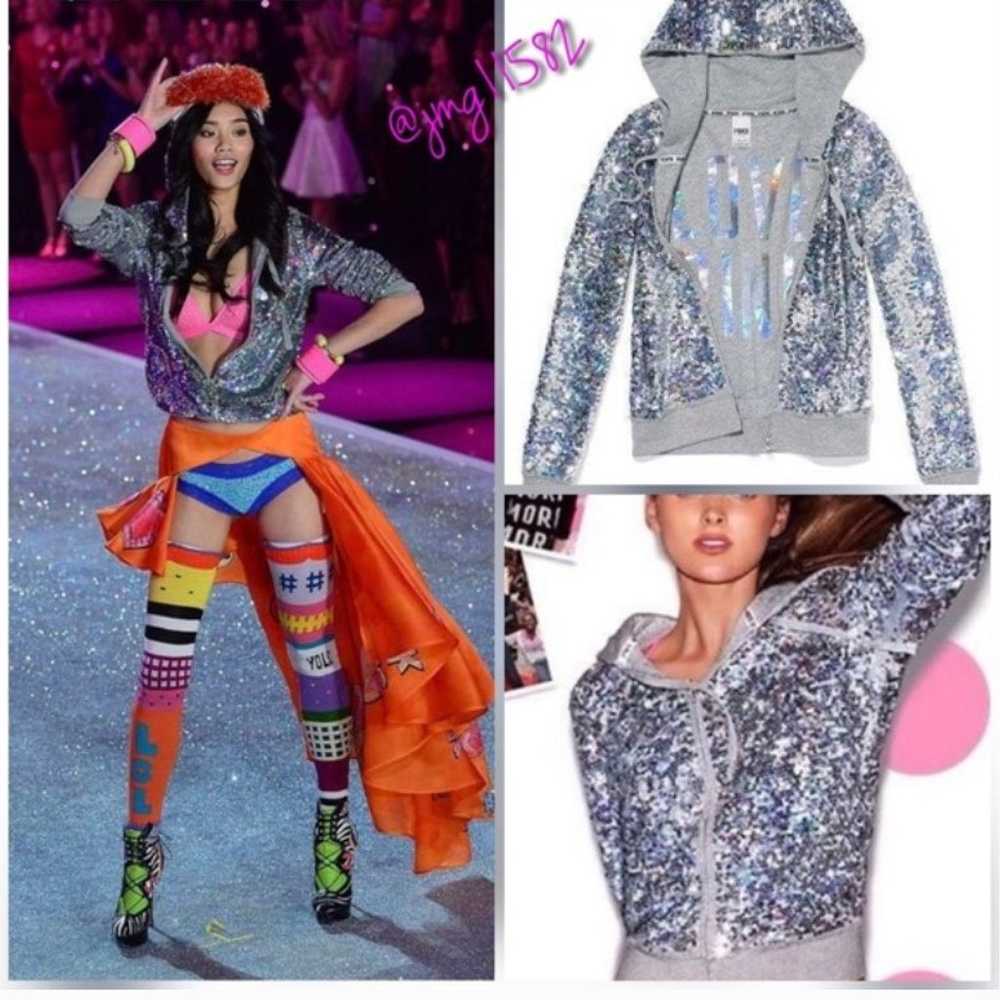 Rare 2013 VS. PINK Fashion Show Sequin Hoodie - image 4