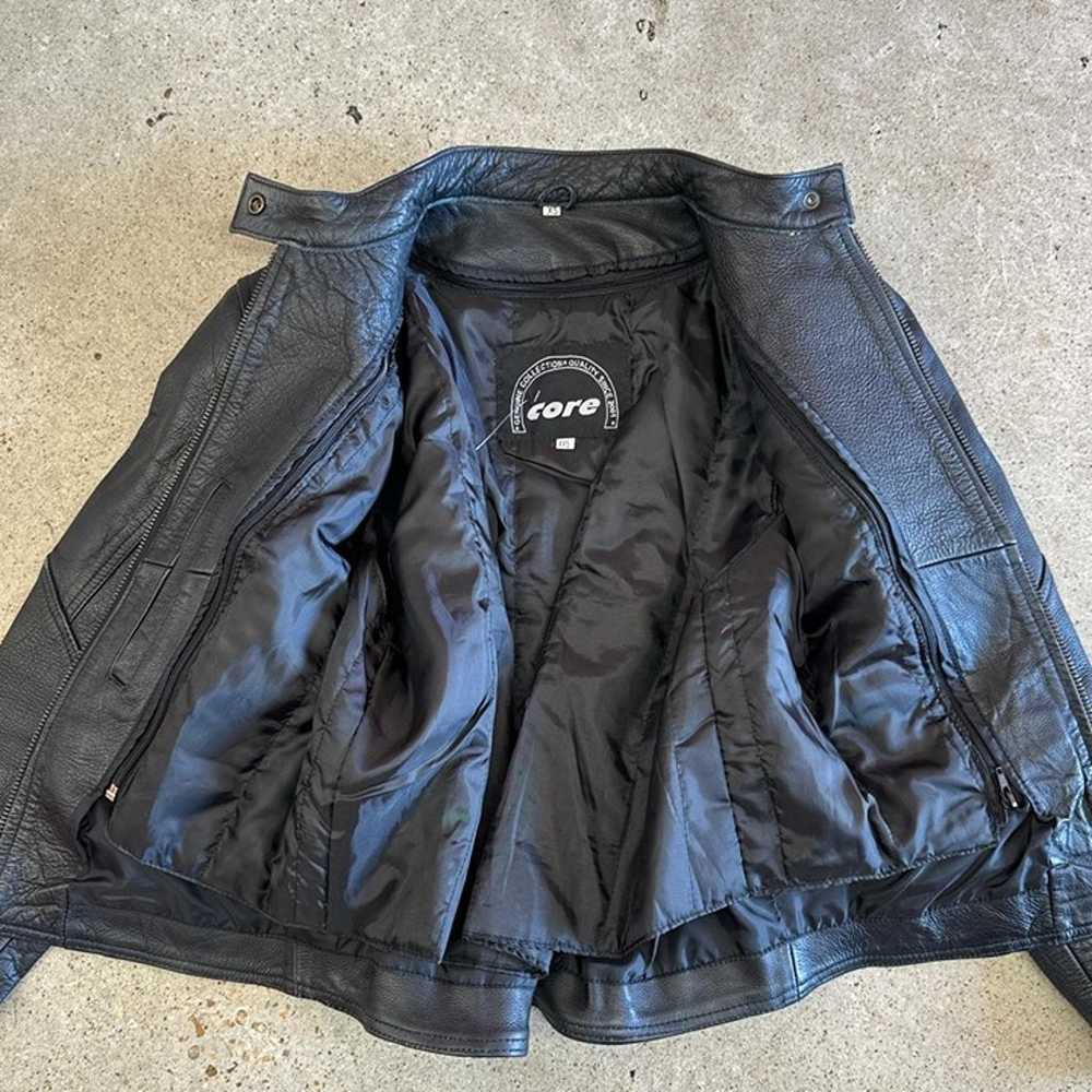 Vintage black leather motorcycle jacket - image 5