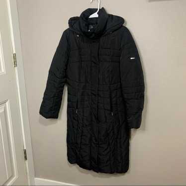 Calvin Klein black long midi hooded puffer coat w… - image 1