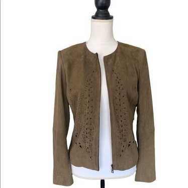 Women's vintage suede leather brown jacket