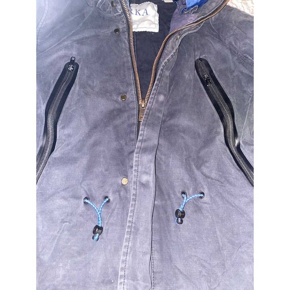 Scotch & Soda Blue Hooded Parka Jacket Removable … - image 8