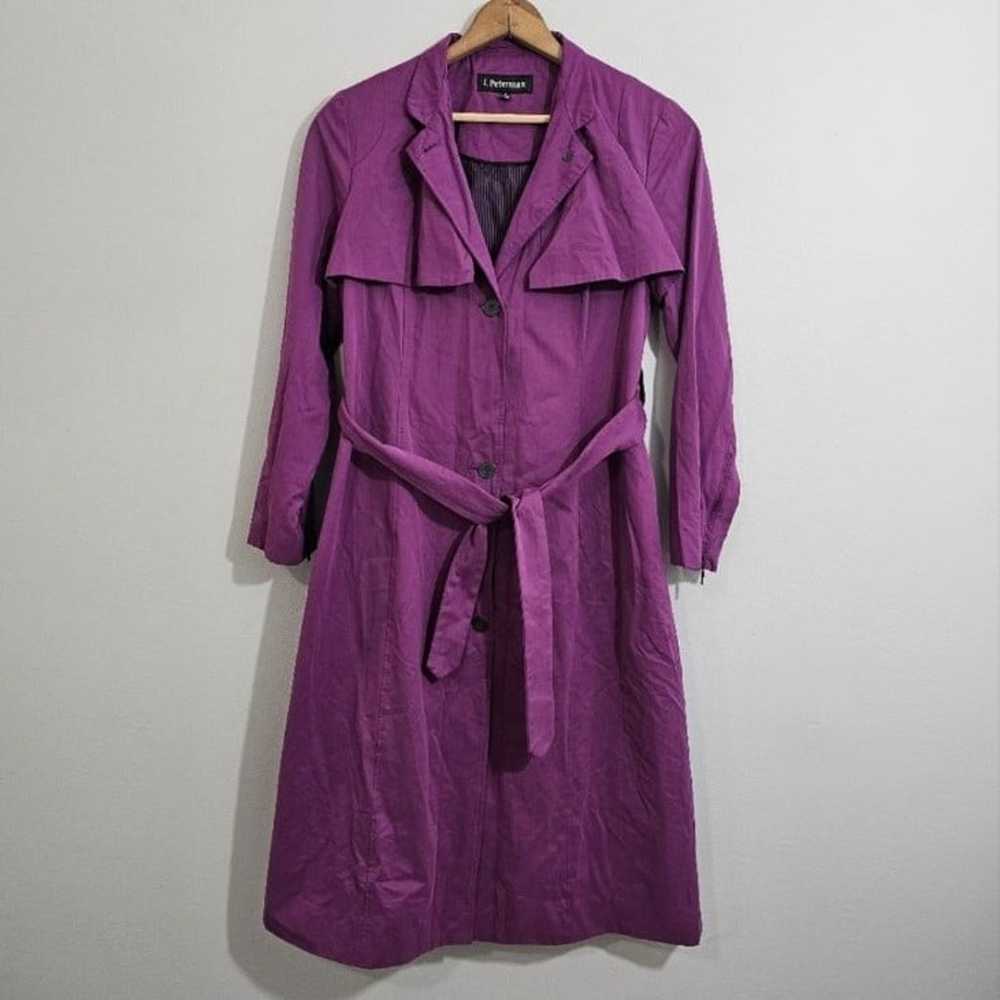 J. Peterman Purple Belted Trench Coat - image 1