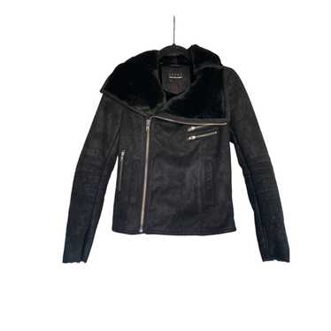 The Kooples Faux Fur/Suede Black Moto Jacket - image 1