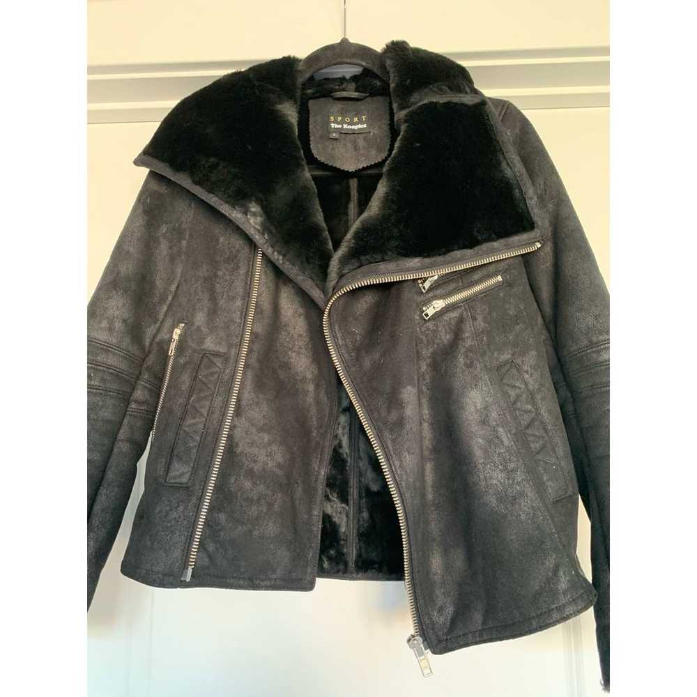 The Kooples Faux Fur/Suede Black Moto Jacket - image 9