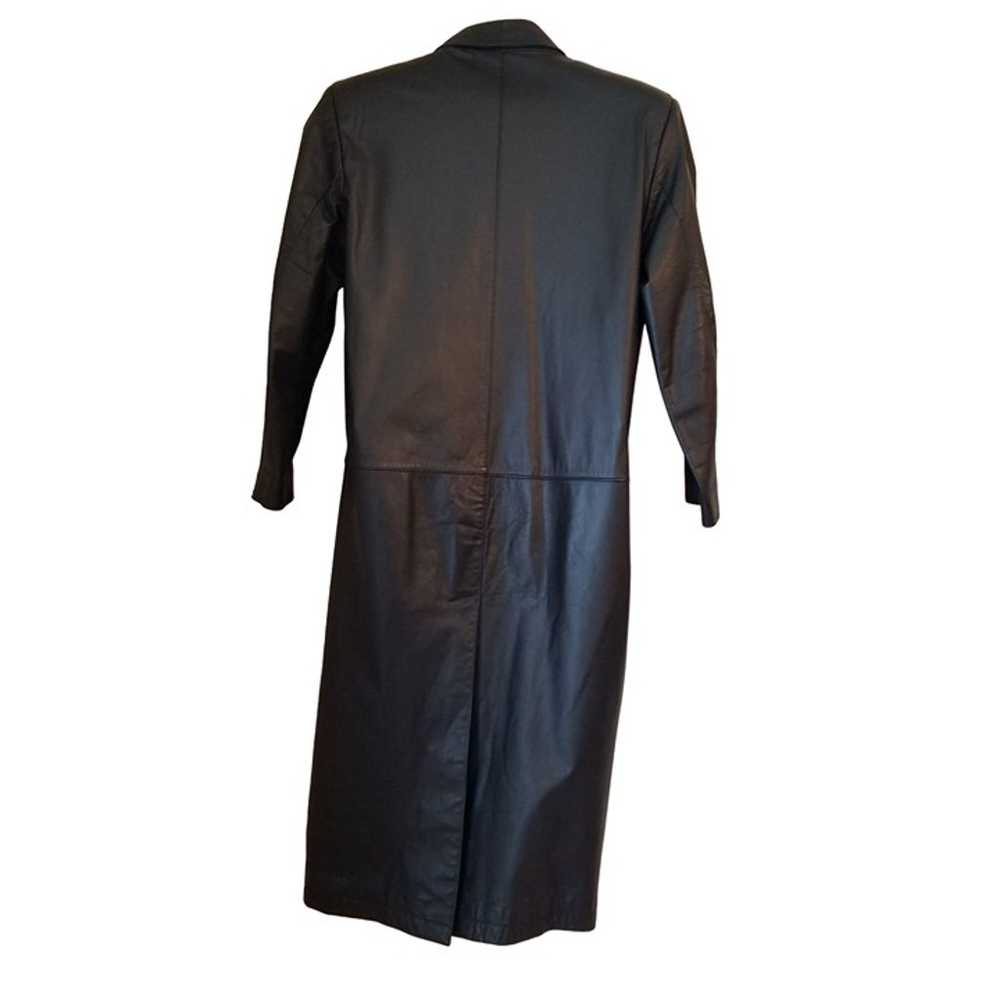 Vintage Pelle Club S Black Leather Trench Coat Ov… - image 2