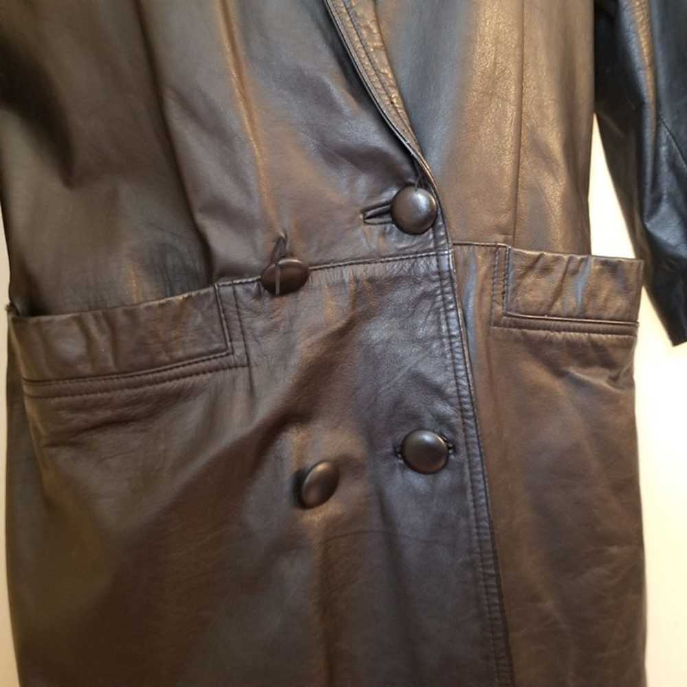Vintage Pelle Club S Black Leather Trench Coat Ov… - image 4