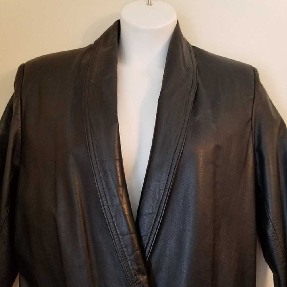 Vintage Pelle Club S Black Leather Trench Coat Ov… - image 6
