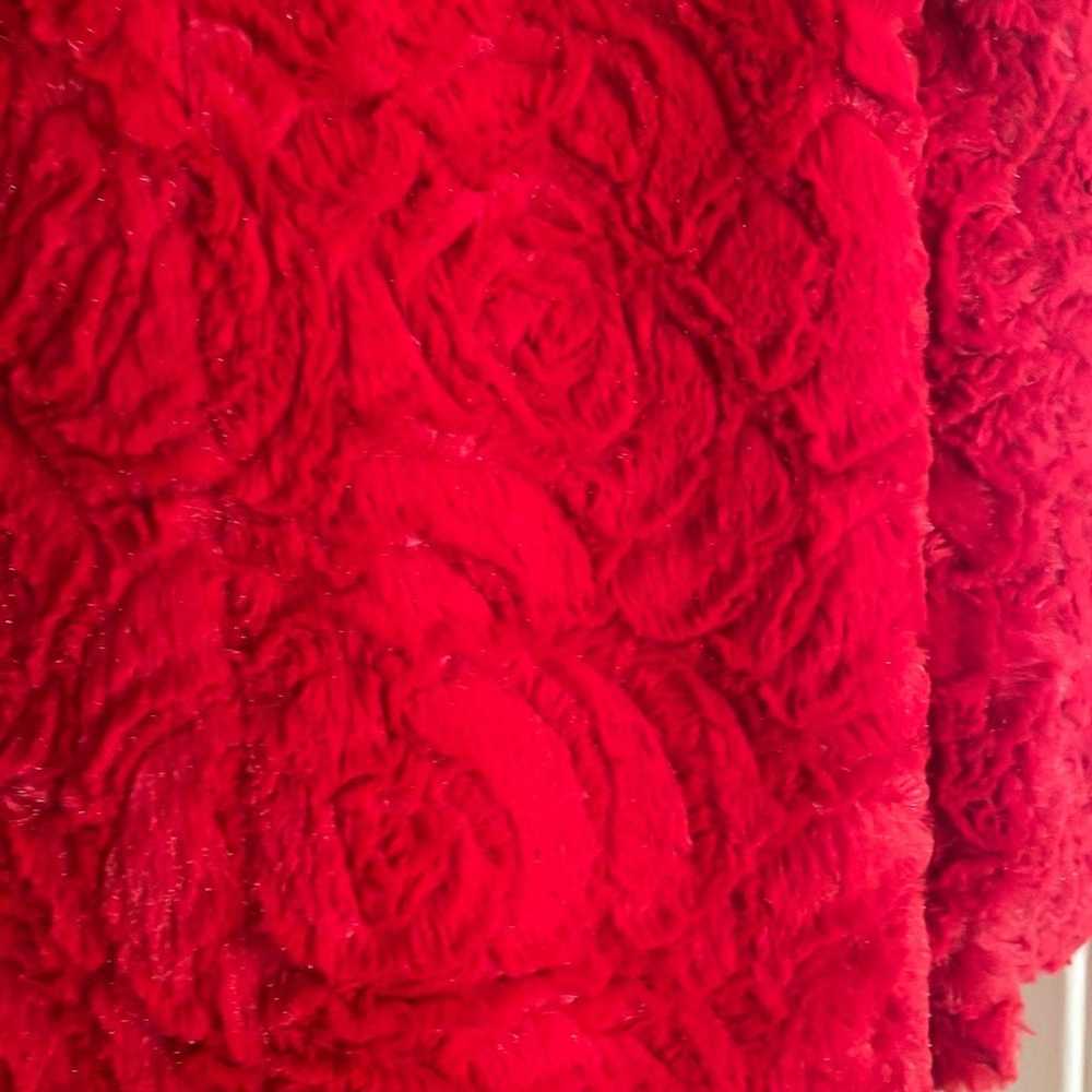 Adrienne Landau Red Rose Faux Fur Coat - image 6