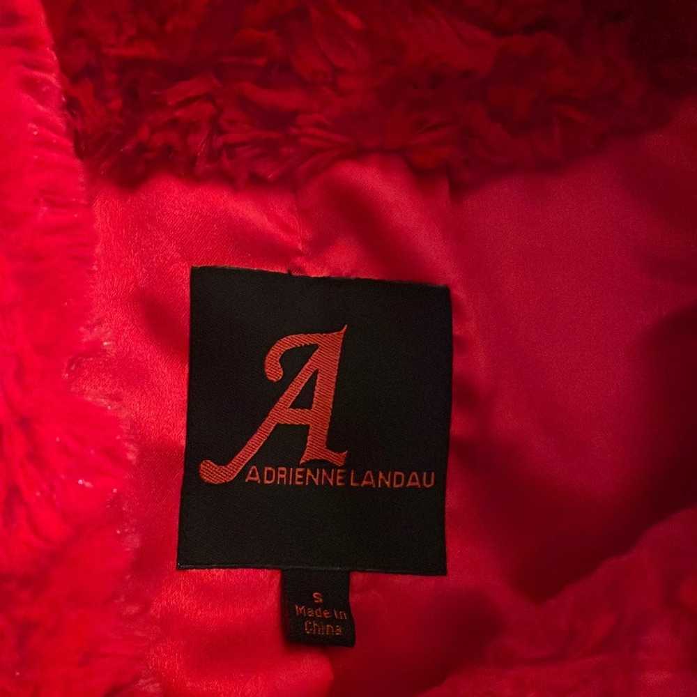Adrienne Landau Red Rose Faux Fur Coat - image 7