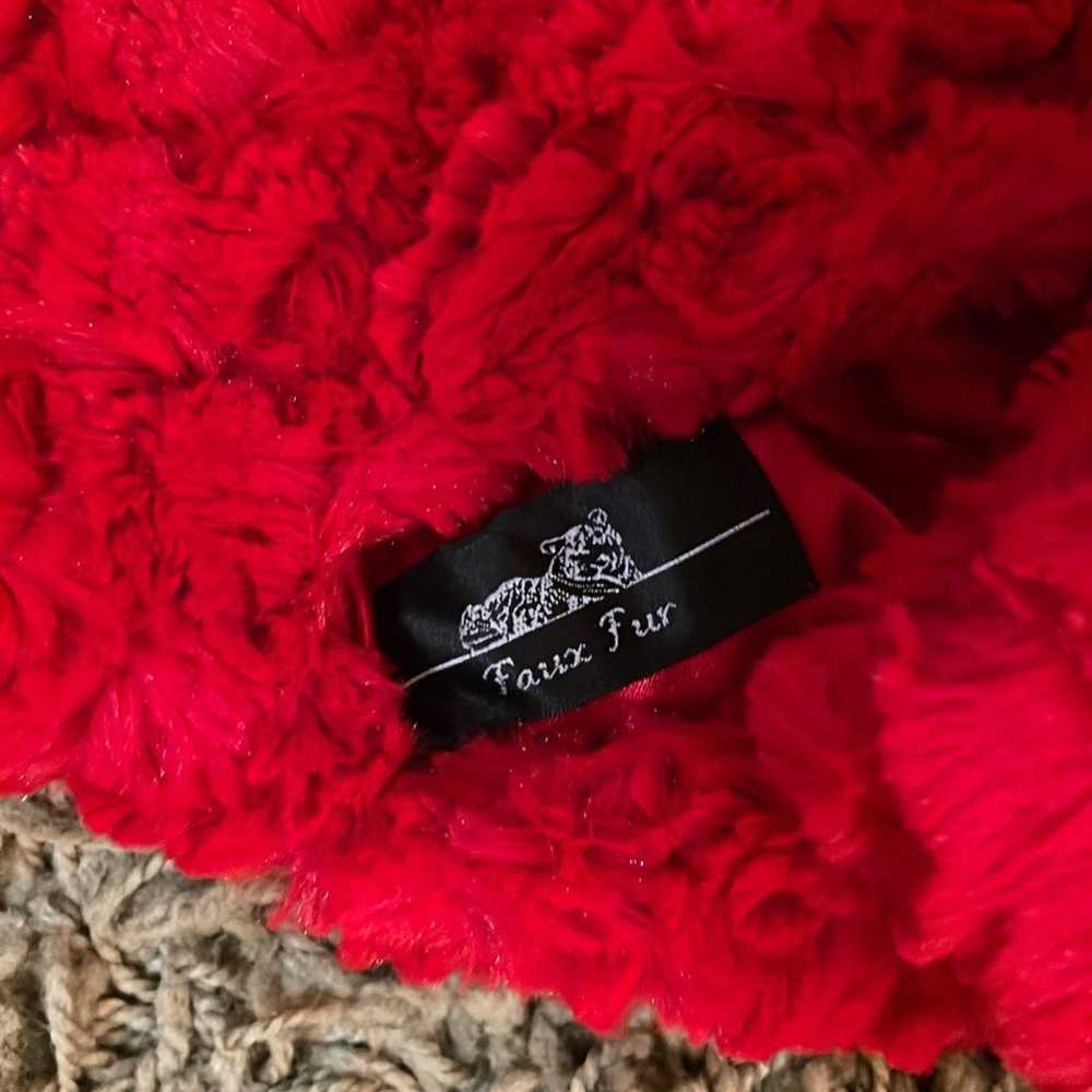 Adrienne Landau Red Rose Faux Fur Coat - image 8
