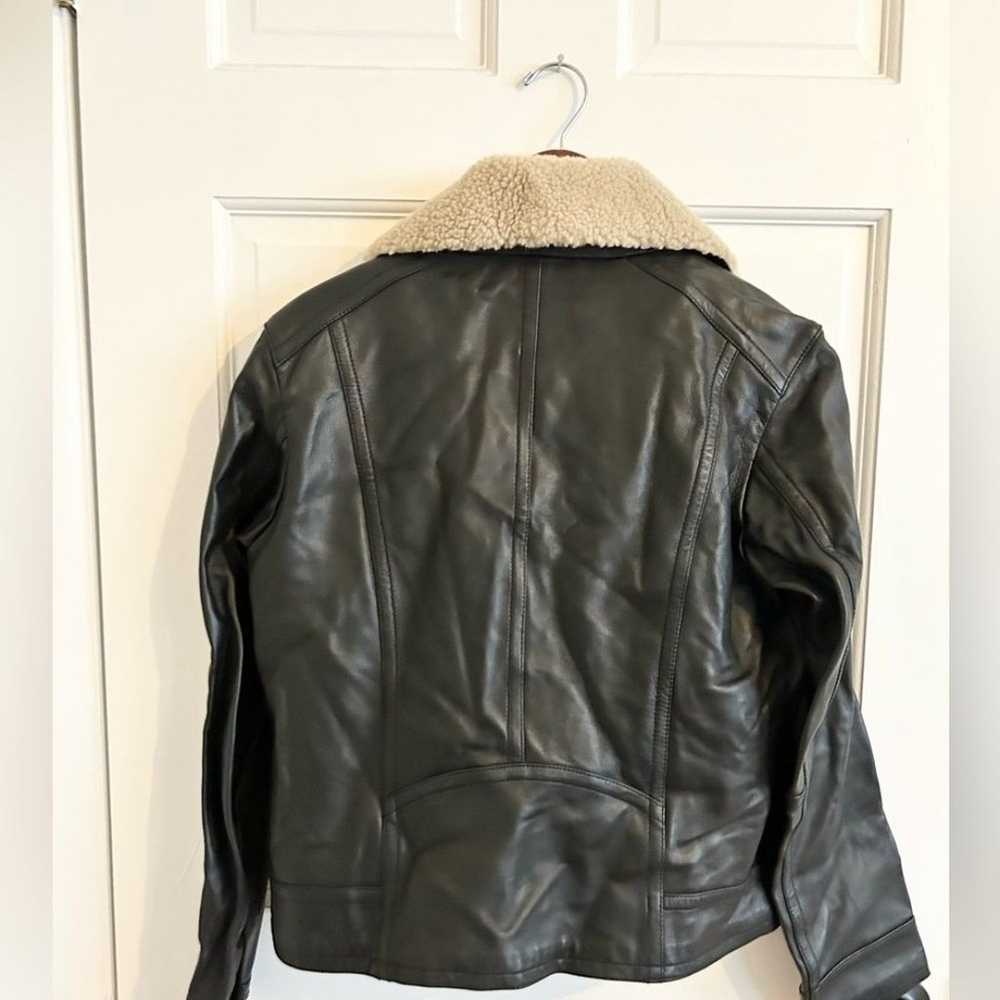 Cole Haan black lamb leather moto jacket size M - image 2