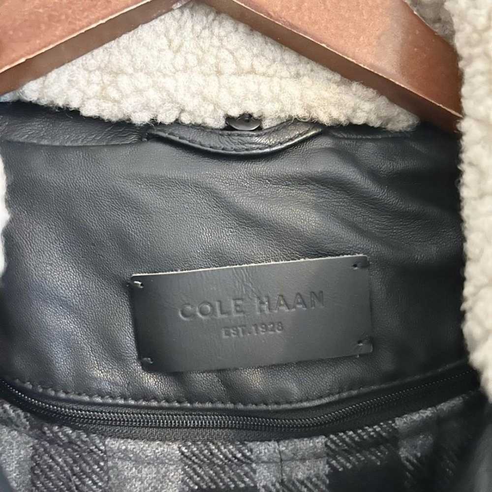 Cole Haan black lamb leather moto jacket size M - image 3