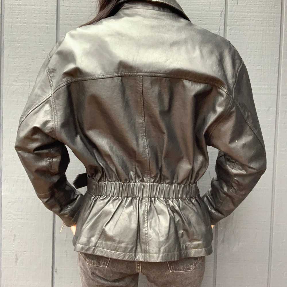 Vintage Boutique Europa black leather moto jacket… - image 5