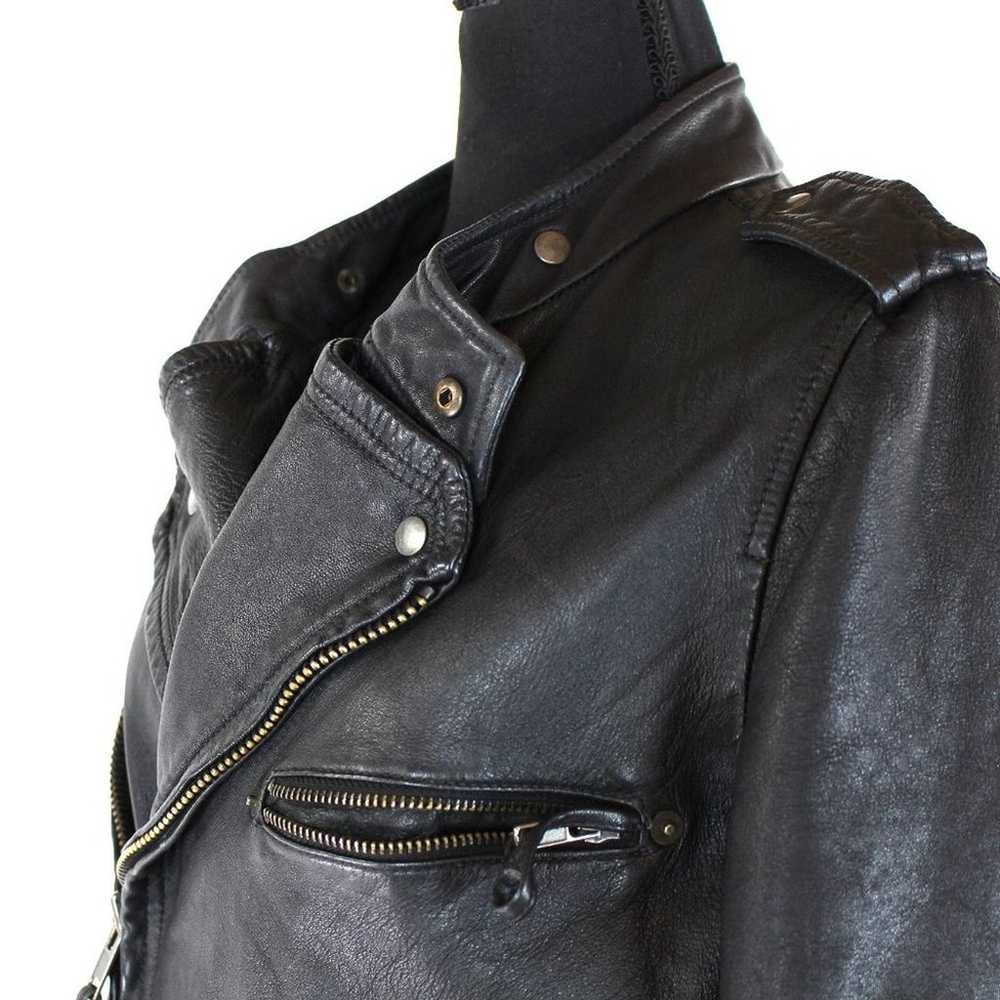 Zara Basic Black Leather Durable Zip Moto Biker J… - image 3