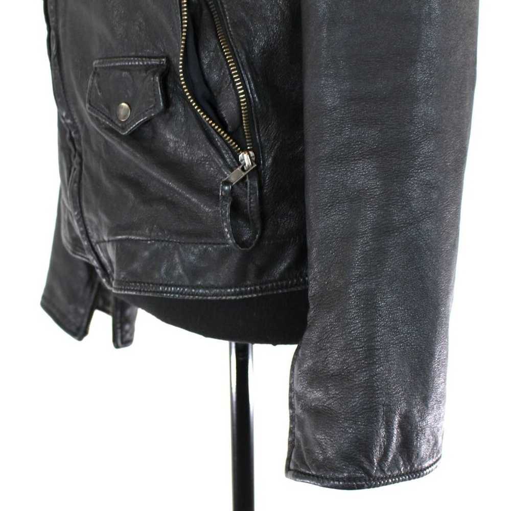 Zara Basic Black Leather Durable Zip Moto Biker J… - image 4