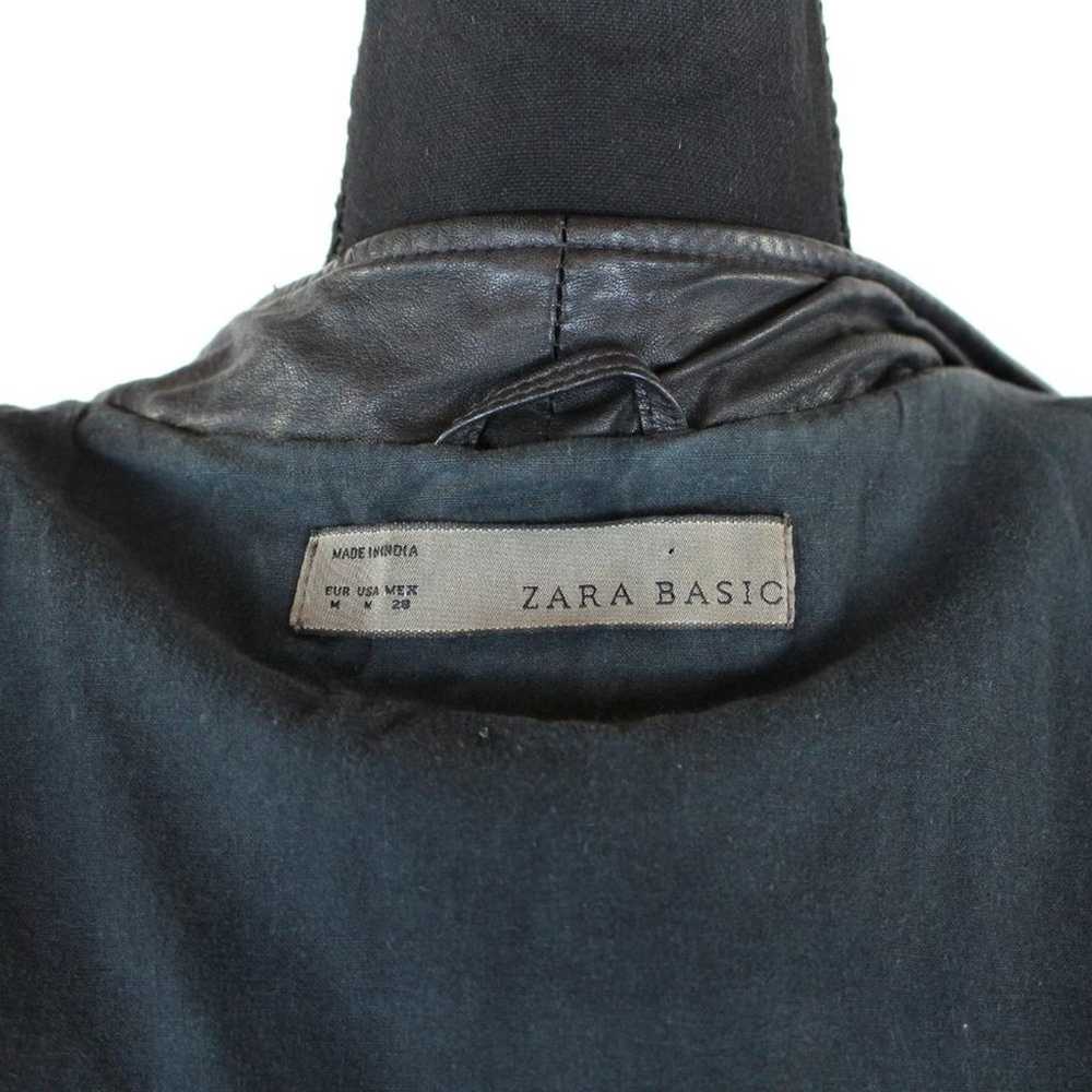 Zara Basic Black Leather Durable Zip Moto Biker J… - image 6