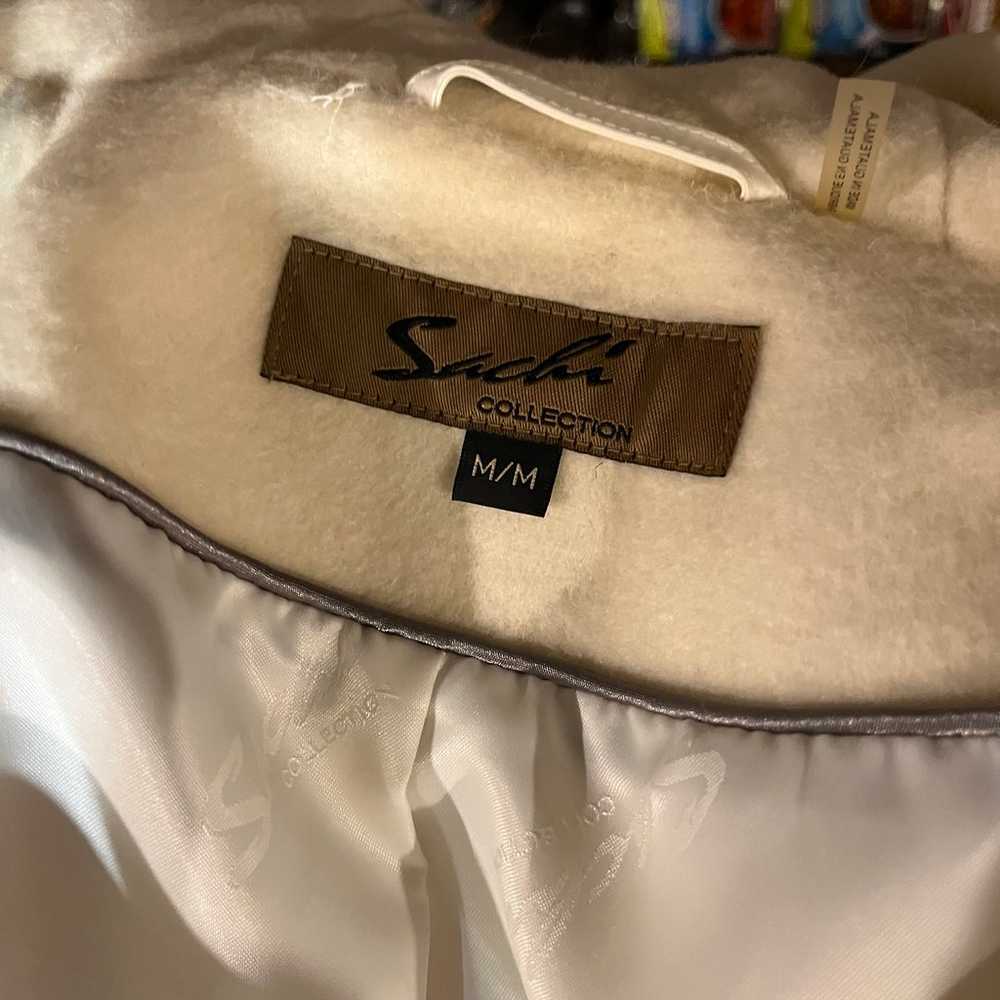 Sachi Collection Cream Lambswool Jacket Coat Fox … - image 4