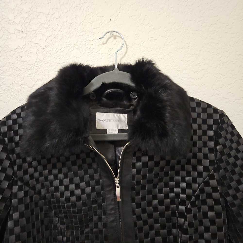 Worthington woven leather jacket size M - image 3