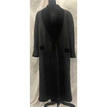 Vintage Women’s Wool Trench Coat Gray Herringbone… - image 1