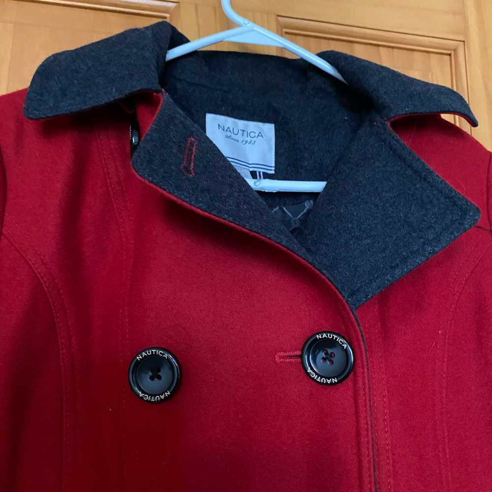 Nautica red and grey hooded wool jacket - image 2