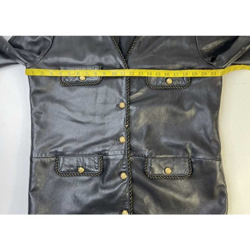 Vintage Oversized Power Shoulder Leather Button J… - image 3