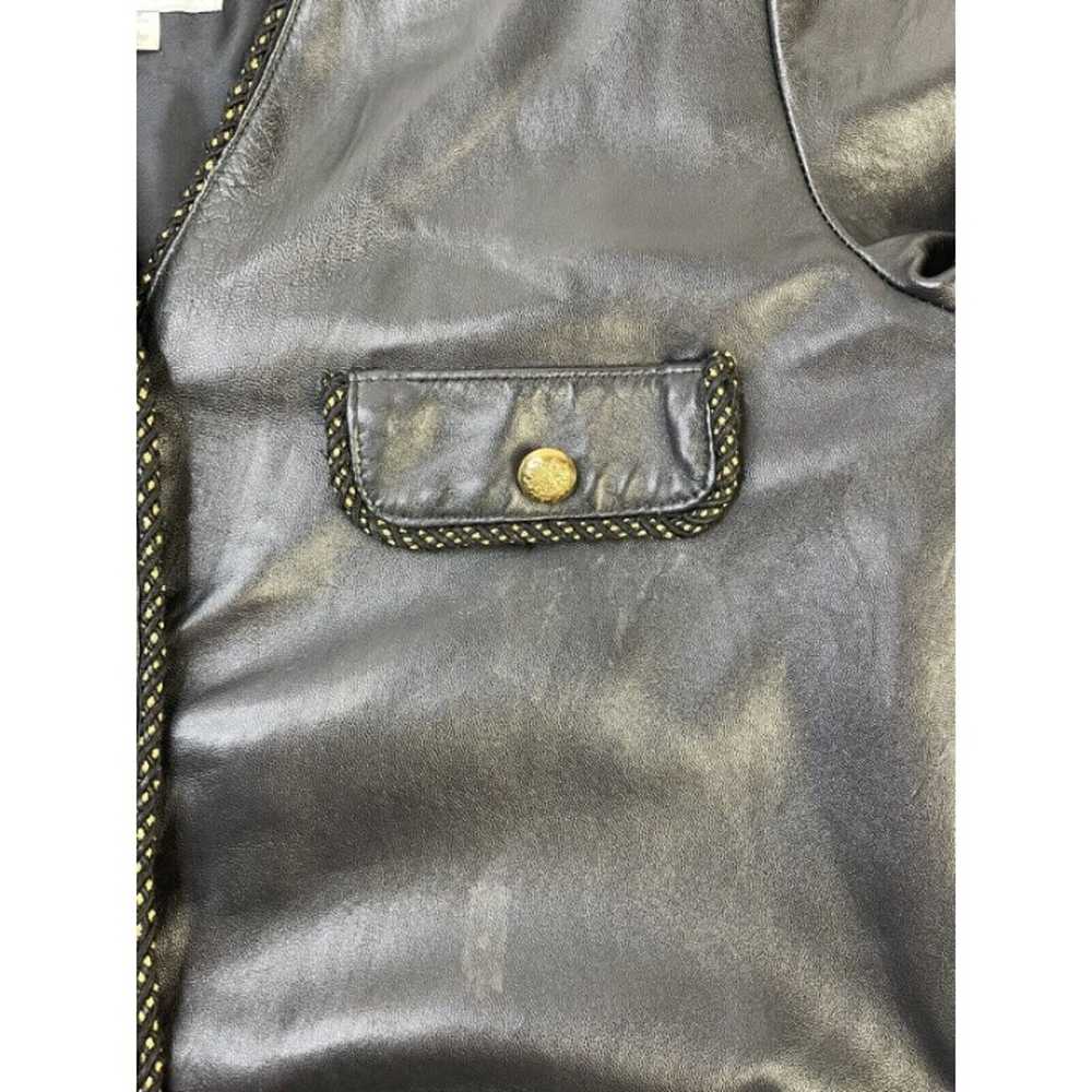 Vintage Oversized Power Shoulder Leather Button J… - image 5