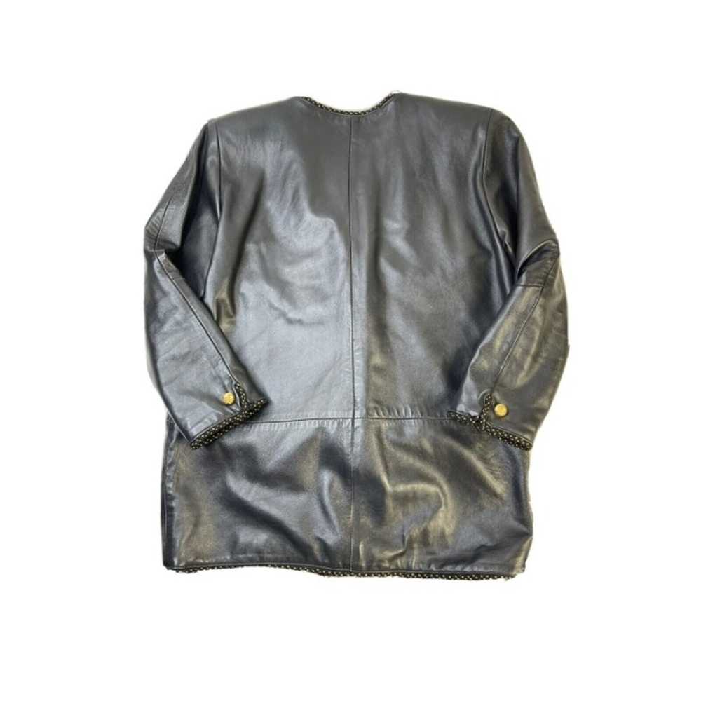 Vintage Oversized Power Shoulder Leather Button J… - image 6