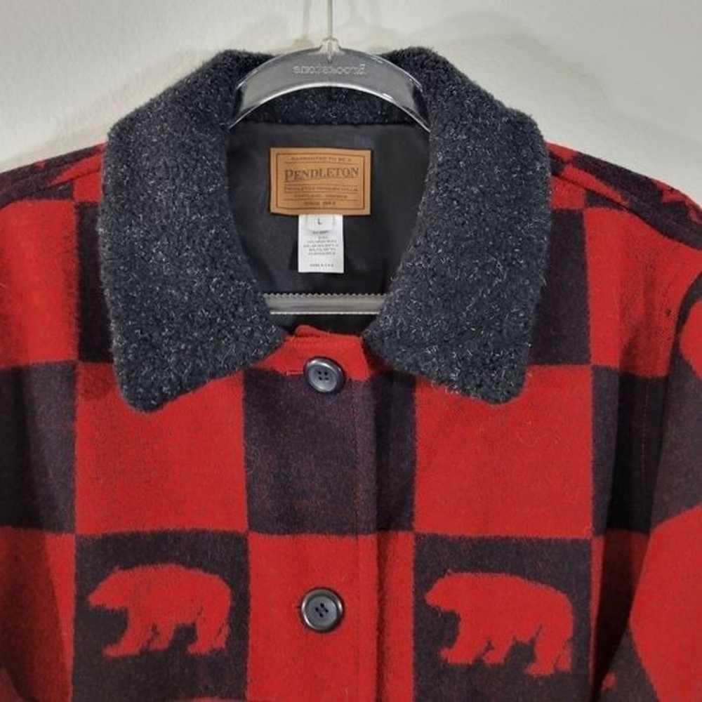 PENDLETON women's wool red buffalo check bear moo… - image 2