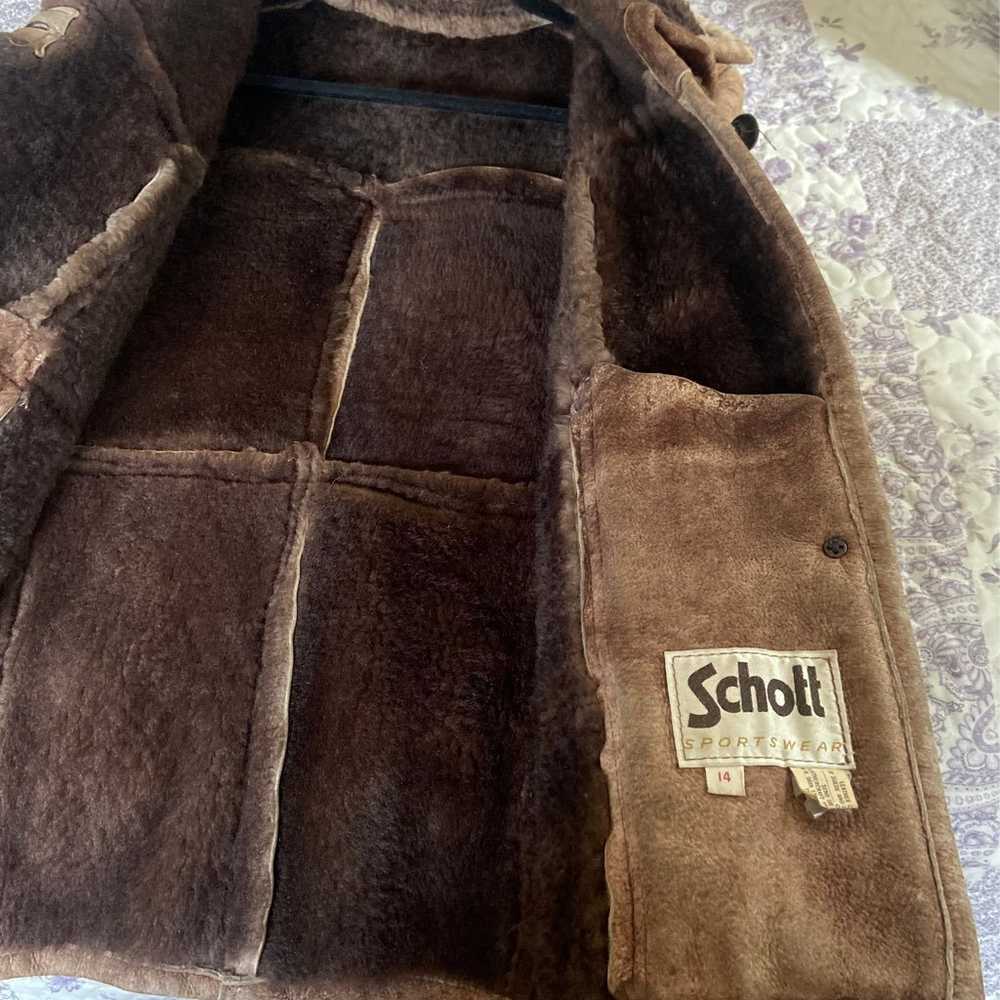 Womans Schott leather shepa lined coat - image 1