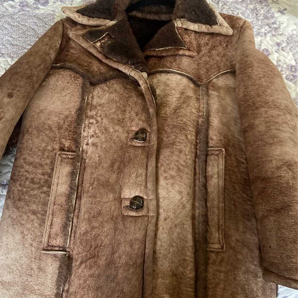 Womans Schott leather shepa lined coat - image 3